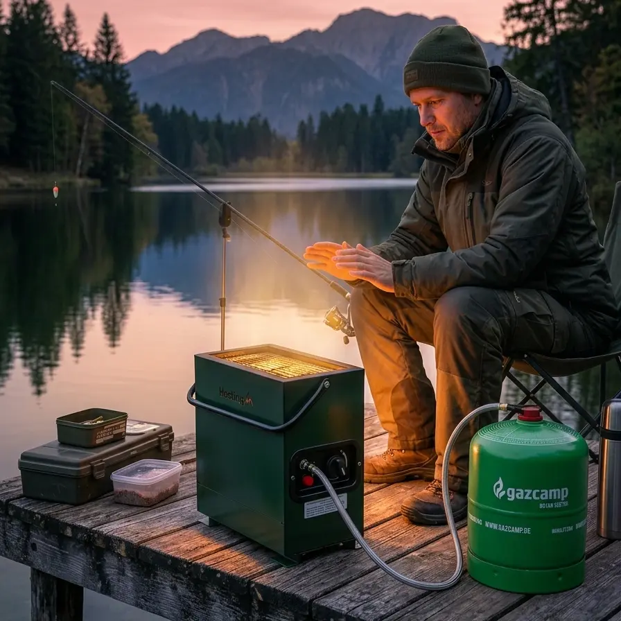 Gazcamp GC2750 mit Heatbox beim Angeln